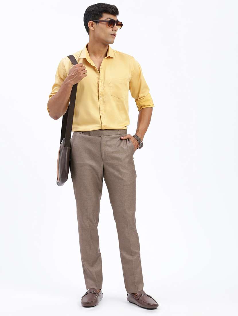 men solid flat front full length formal trouser - 21597585 - Standard Image - 3