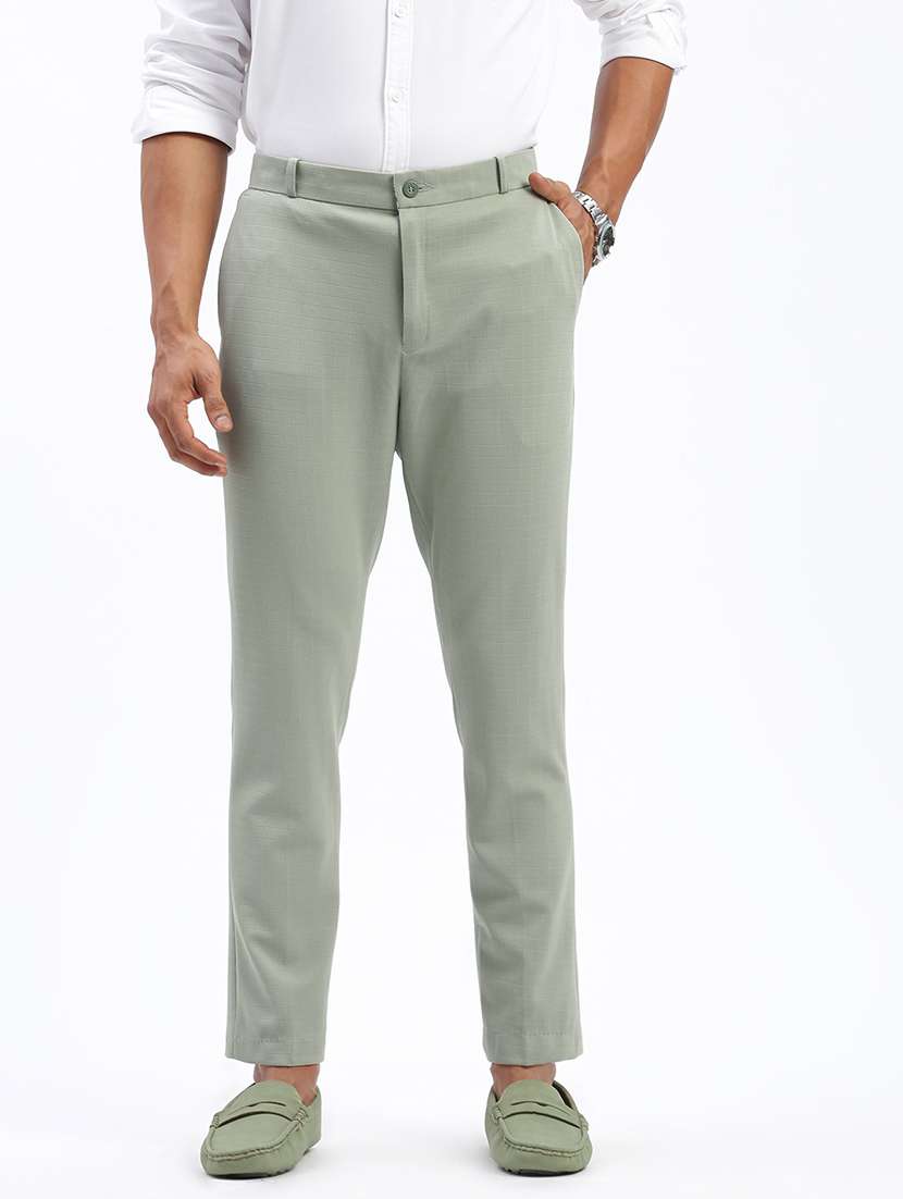 men solid flat front full length formal trouser