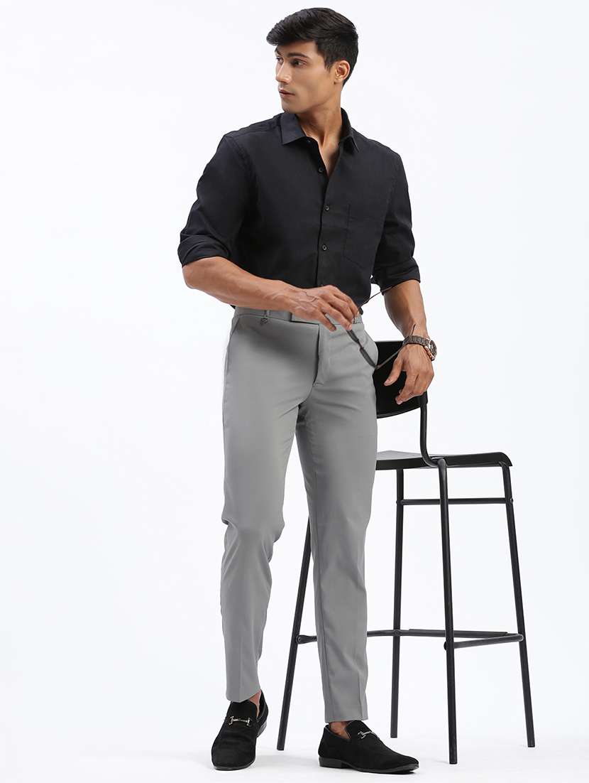 men solid flat front full length formal trouser - 21597588 -  Standard Image - 3