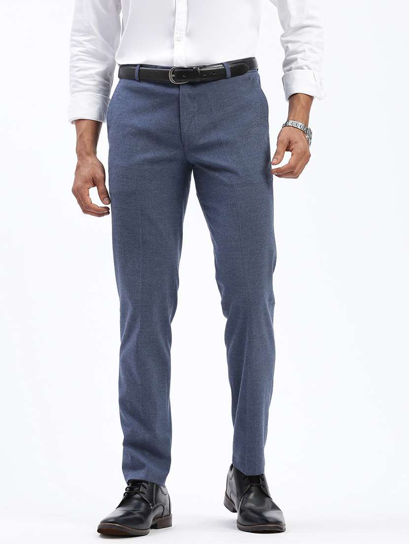 men solid flat front full length formal trouser