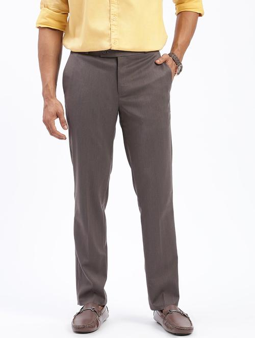 men solid flat front full length formal trouser - 21597600 - Standard Image - 0