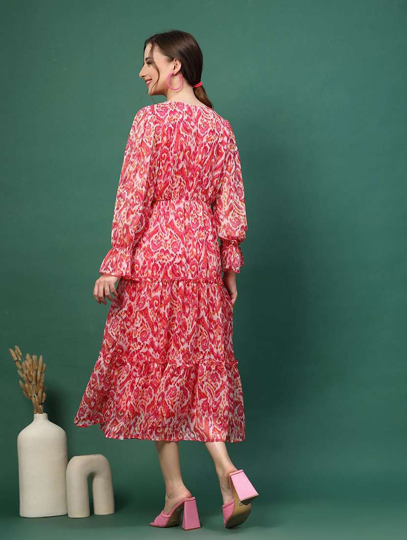 women pink printed a-line dress - 21597772 -  Standard Image - 3