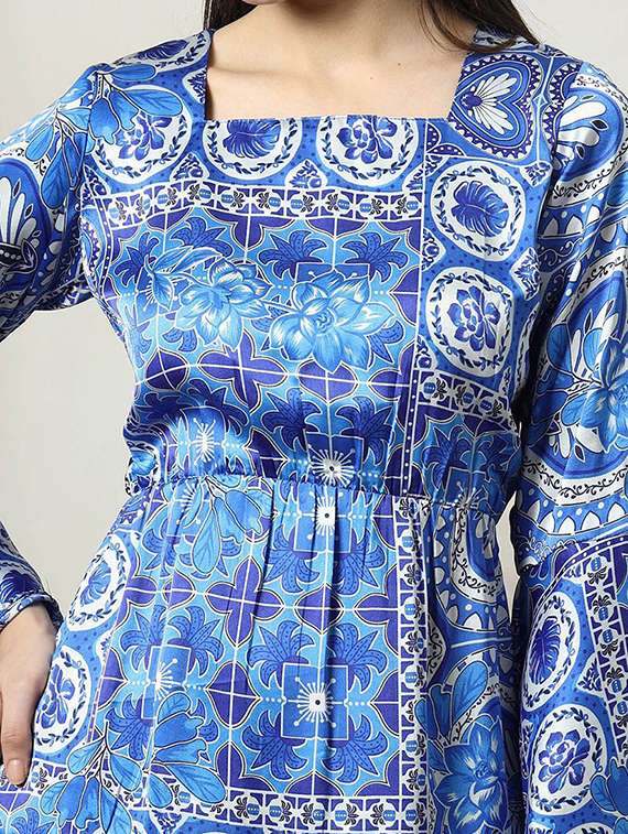 women blue printed tiered dress - 21597779 -  Standard Image - 5