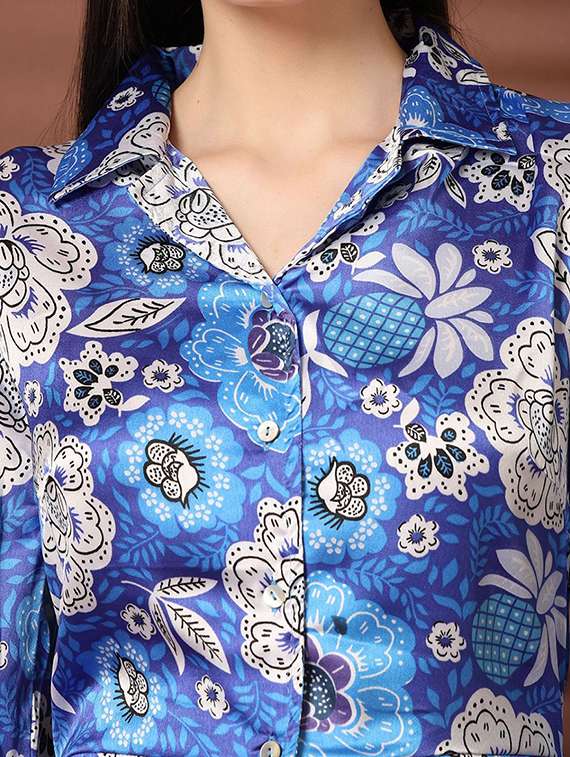 women blue floral printed tiered dress - 21597825 -  Standard Image - 5