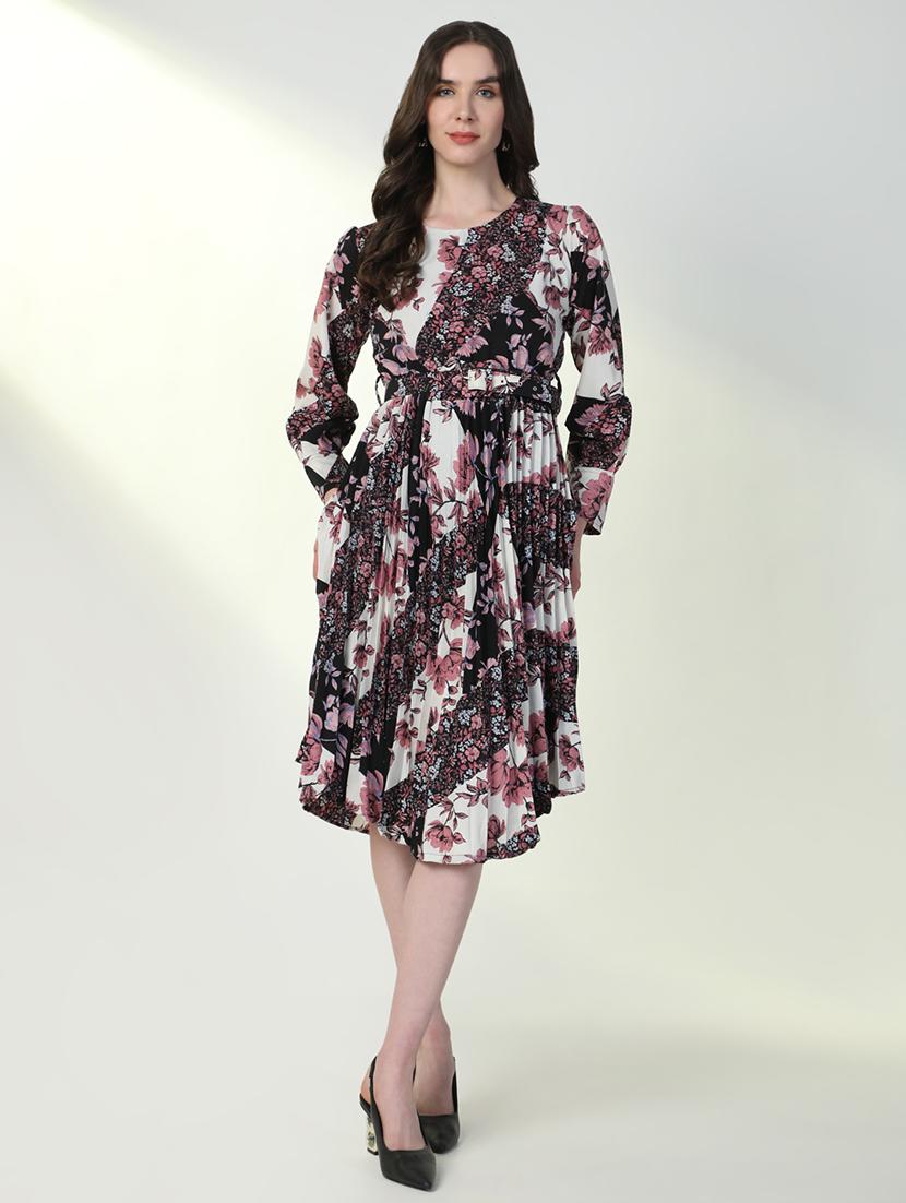women floral print cuffed sleeve asymmetric dress - 21598014 - Zoom Image - 0