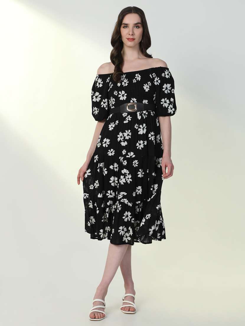 women printed off shoulder dress - 21598021 -  Zoom Image - 0