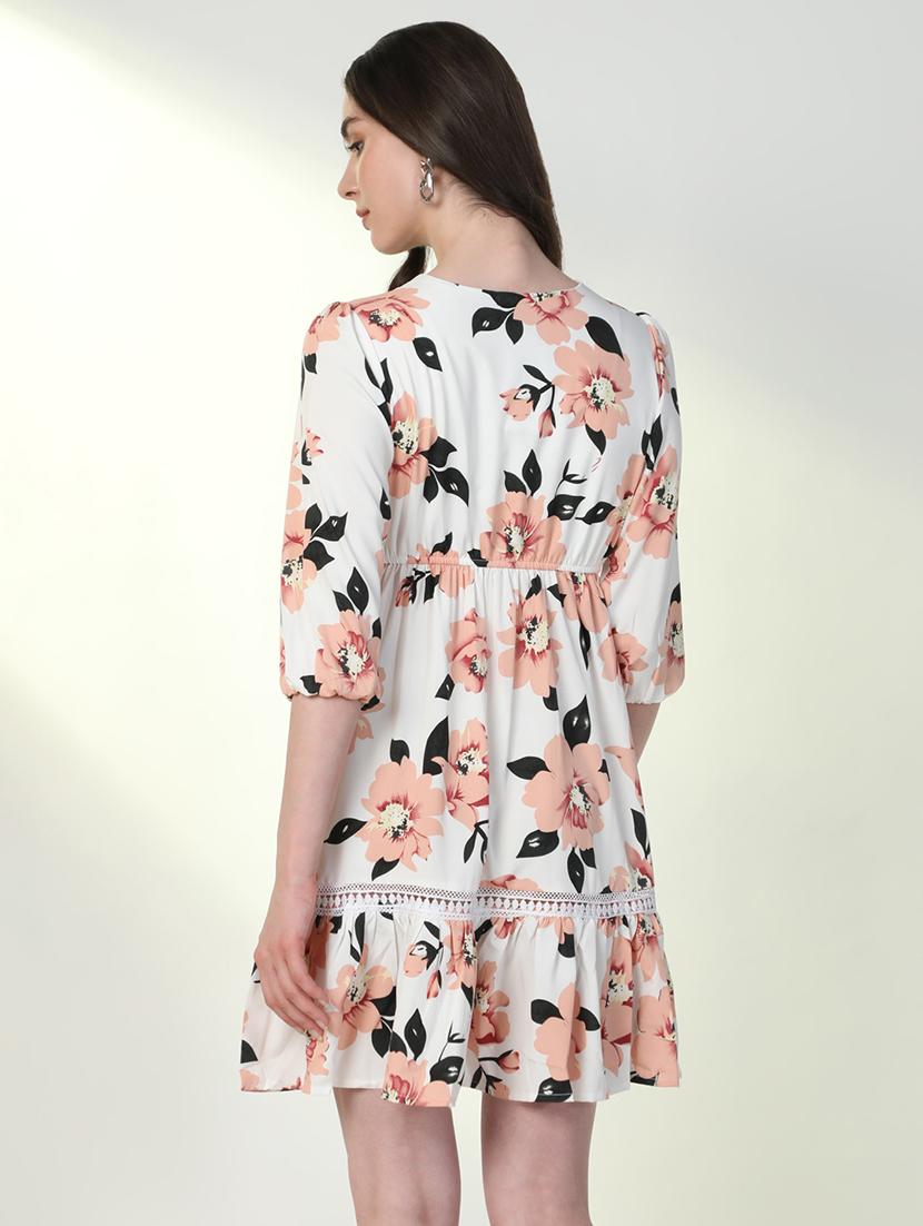 women floral v neck fit & flare dress - 21598025 - Standard Image - 3