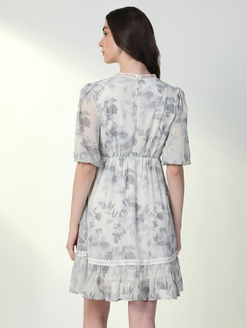 women floral v neck fit & flare dress - 21598026 - Standard Image - 3