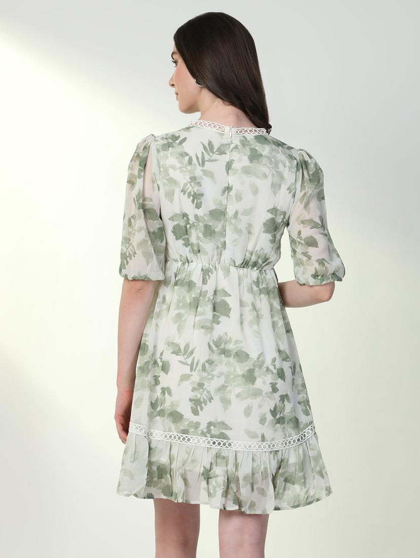 women floral v neck fit & flare dress - 21598027 - Standard Image - 3