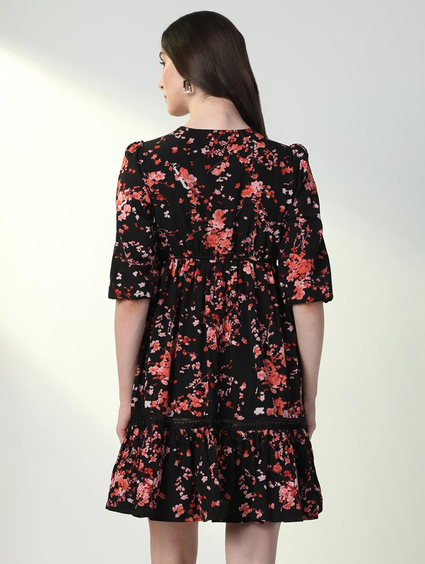 women floral print puff sleeve tiered dress - 21598030 - Standard Image - 3