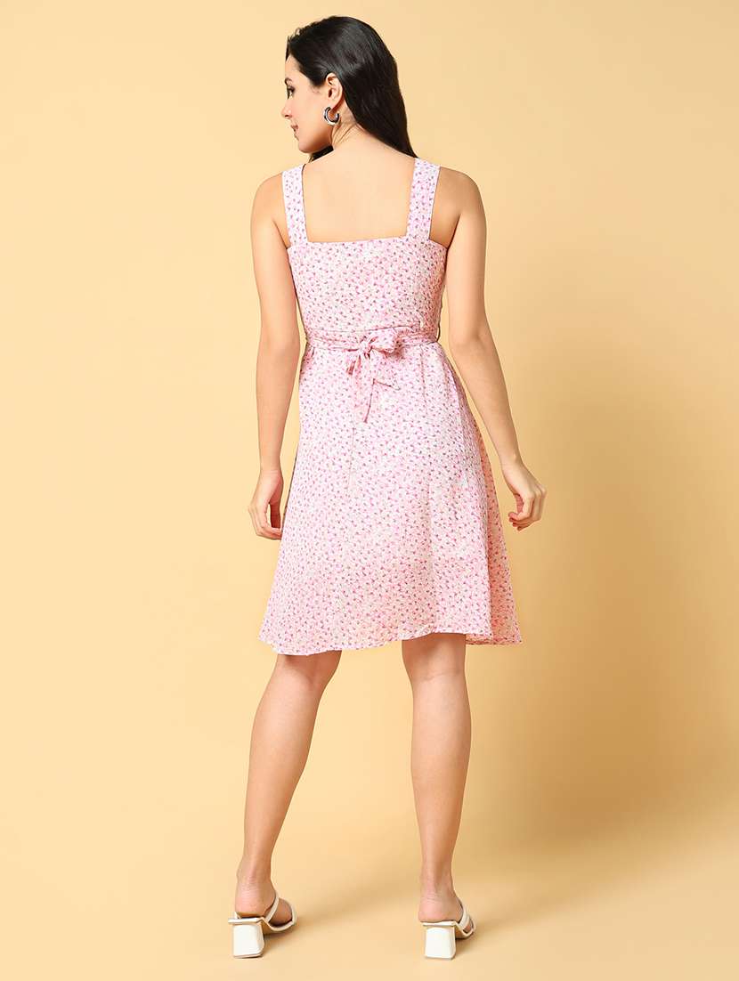 women pink floral shoulder strap dress - 21598042 -  Standard Image - 3