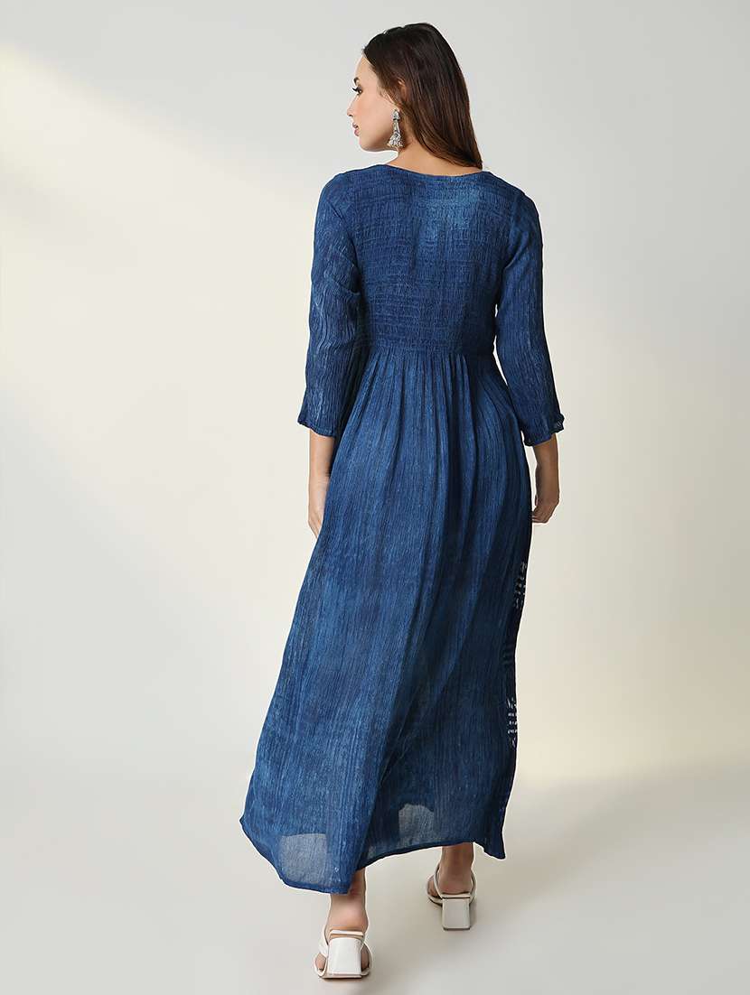 women navy blue printed anarkali kurta - 21598047 -  Standard Image - 3