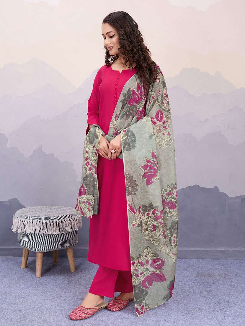 women three quarter sleeve kurta pant with dupatta set - 21598087 -  Standard Image - 3