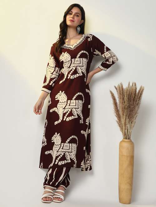 women printed kurta and salwar set - 21598103 -  Standard Image - 0