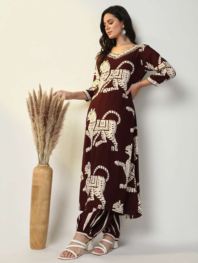 women printed kurta and salwar set - 21598103 -  Standard Image - 5
