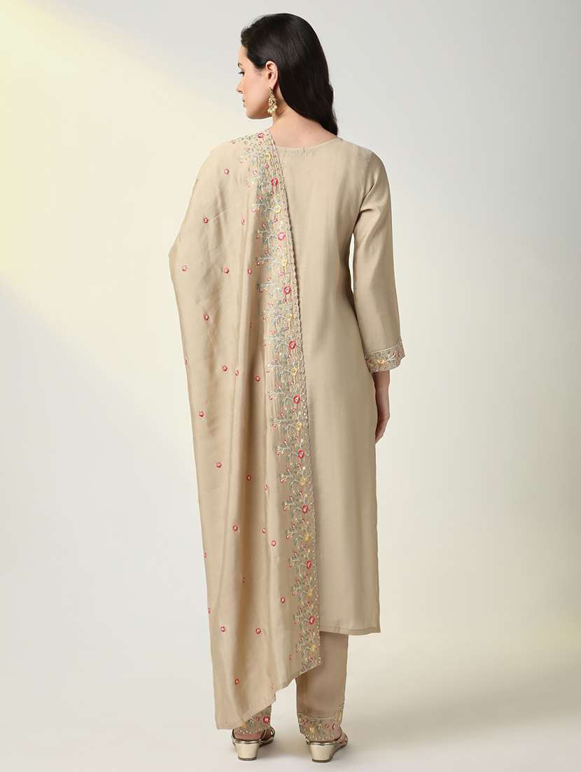 women three quarter sleeve kurta pant with dupatta set - 21598106 -  Standard Image - 3