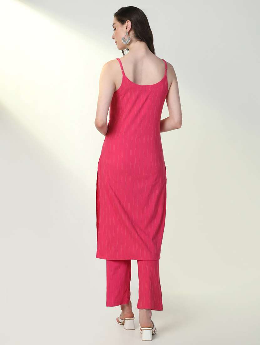 women pink self design kurta pant set - 21598133 -  Standard Image - 3