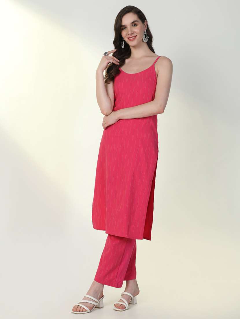 women pink self design kurta pant set - 21598133 -  Standard Image - 5