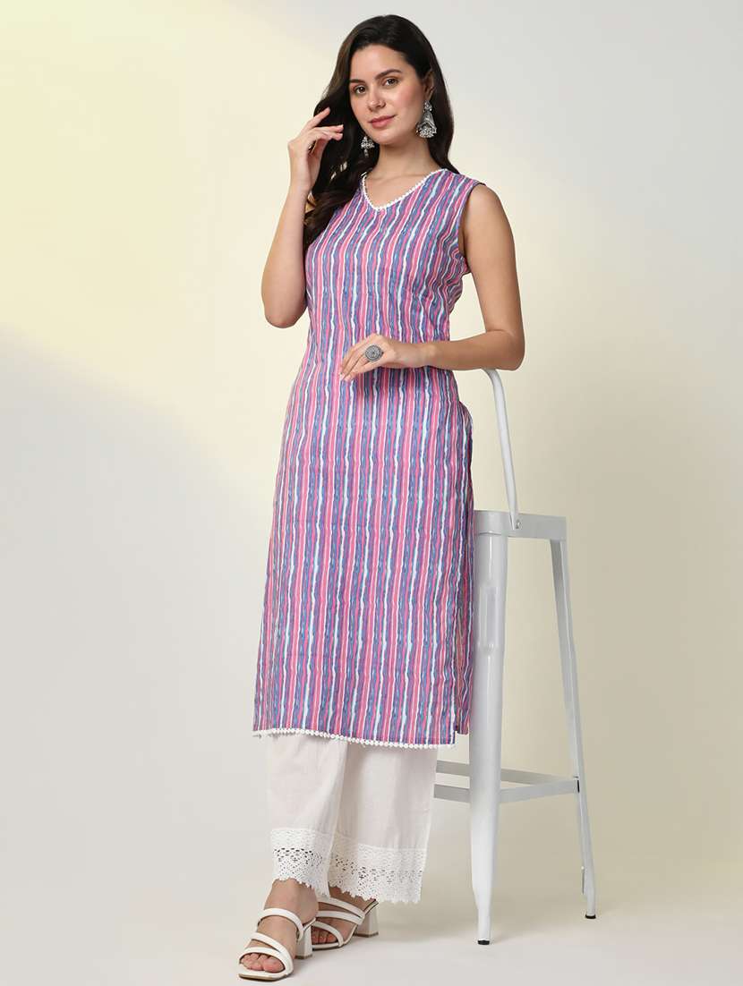 women printed v neck kurta pant set - 21598137 -  Standard Image - 5