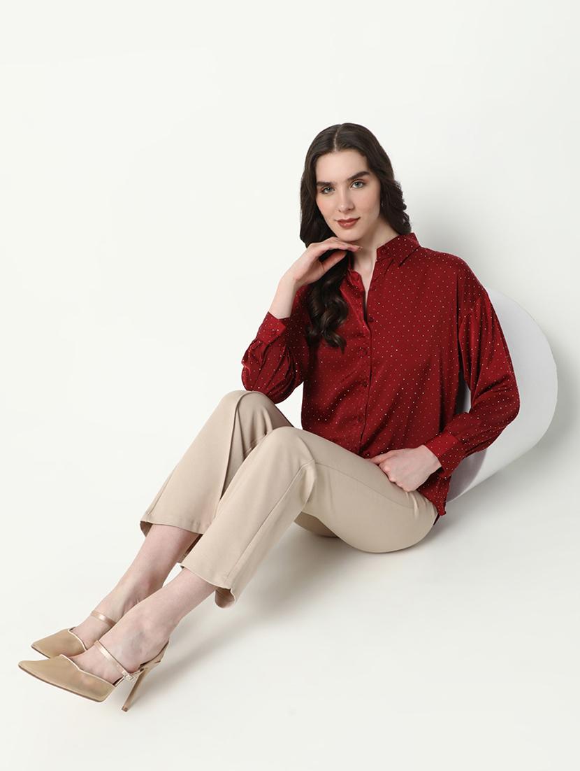 women polka doted collatred regular shirt - 21598143 - Standard Image - 5