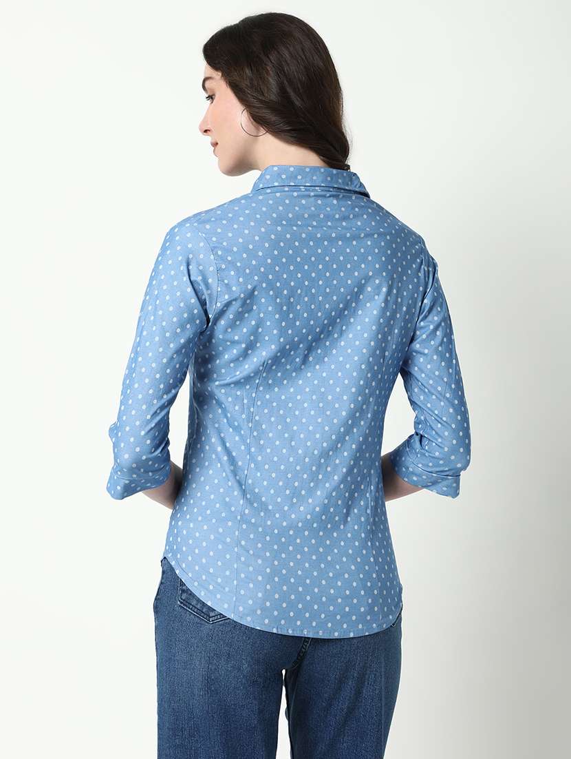 women polka dots three quarter sleeve shirt - 21598149 - Standard Image - 3