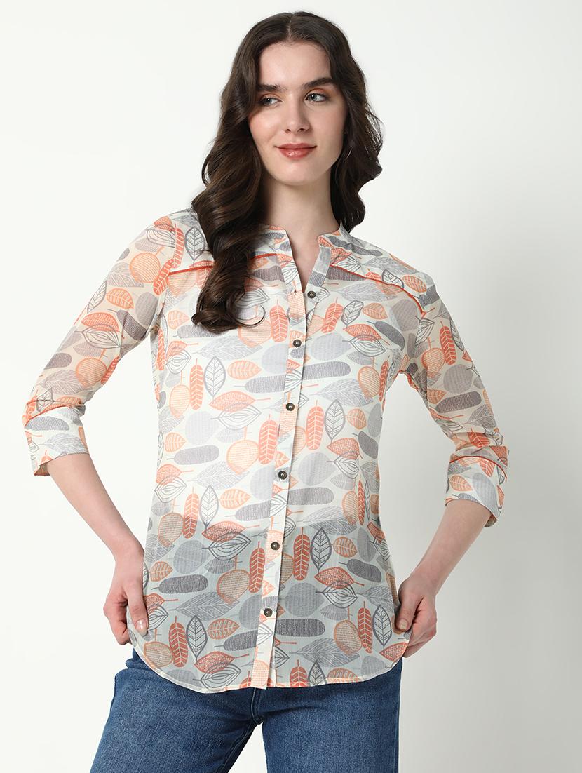 women printed three quarter sleeve shirt - 21598151 - Zoom Image - 0