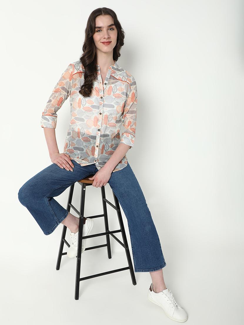 women printed three quarter sleeve shirt - 21598151 - Standard Image - 5