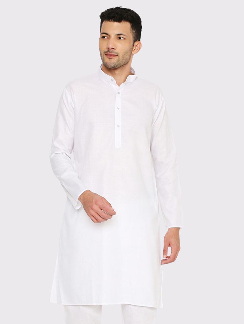 men solid mandarin neck long kurta - 21598161 - Zoom Image - 0
