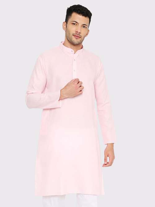 men solid mandarin neck long kurta - 21598163 - Standard Image - 0
