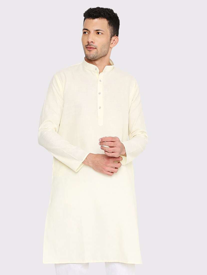 men solid mandarin neck long kurta