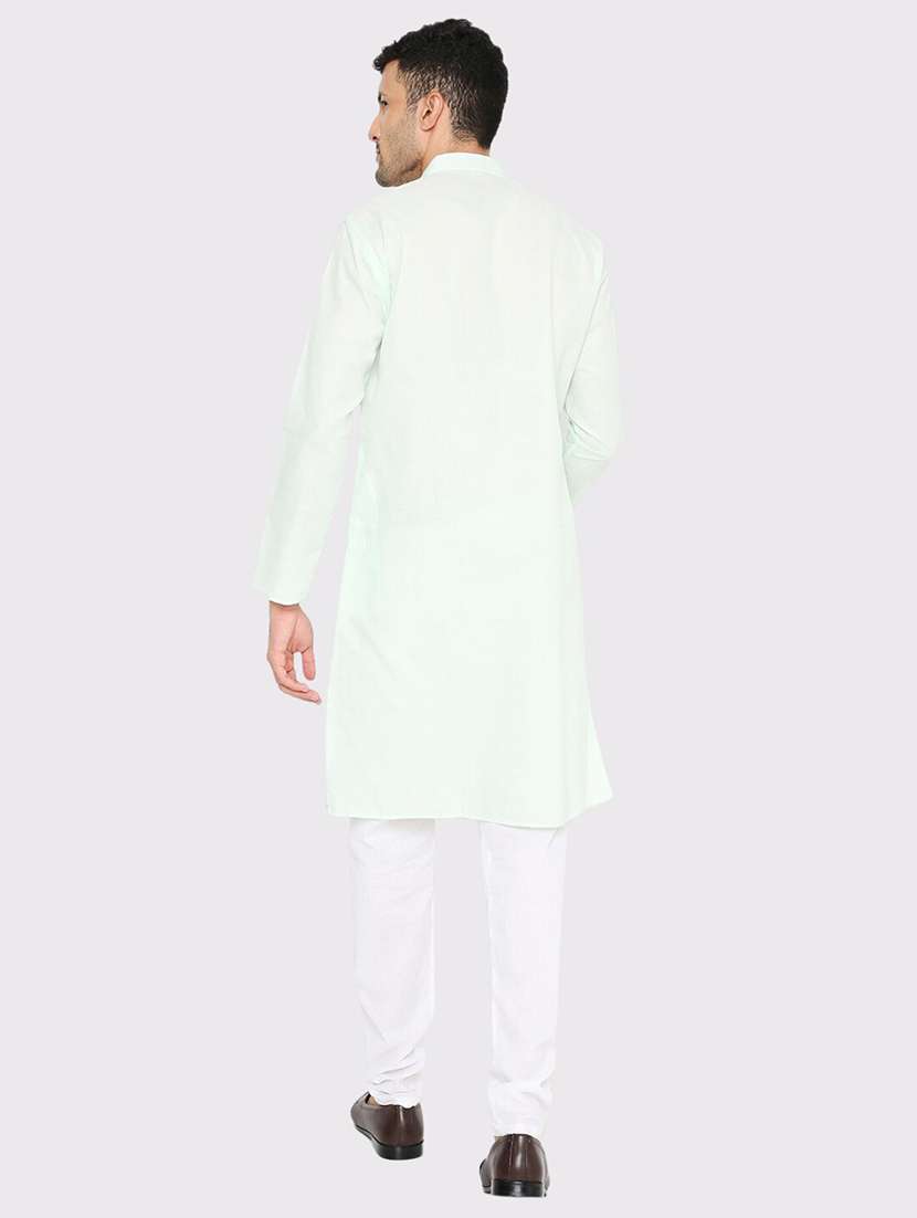 men solid mandarin neck long kurta - 21598167 -  Standard Image - 3