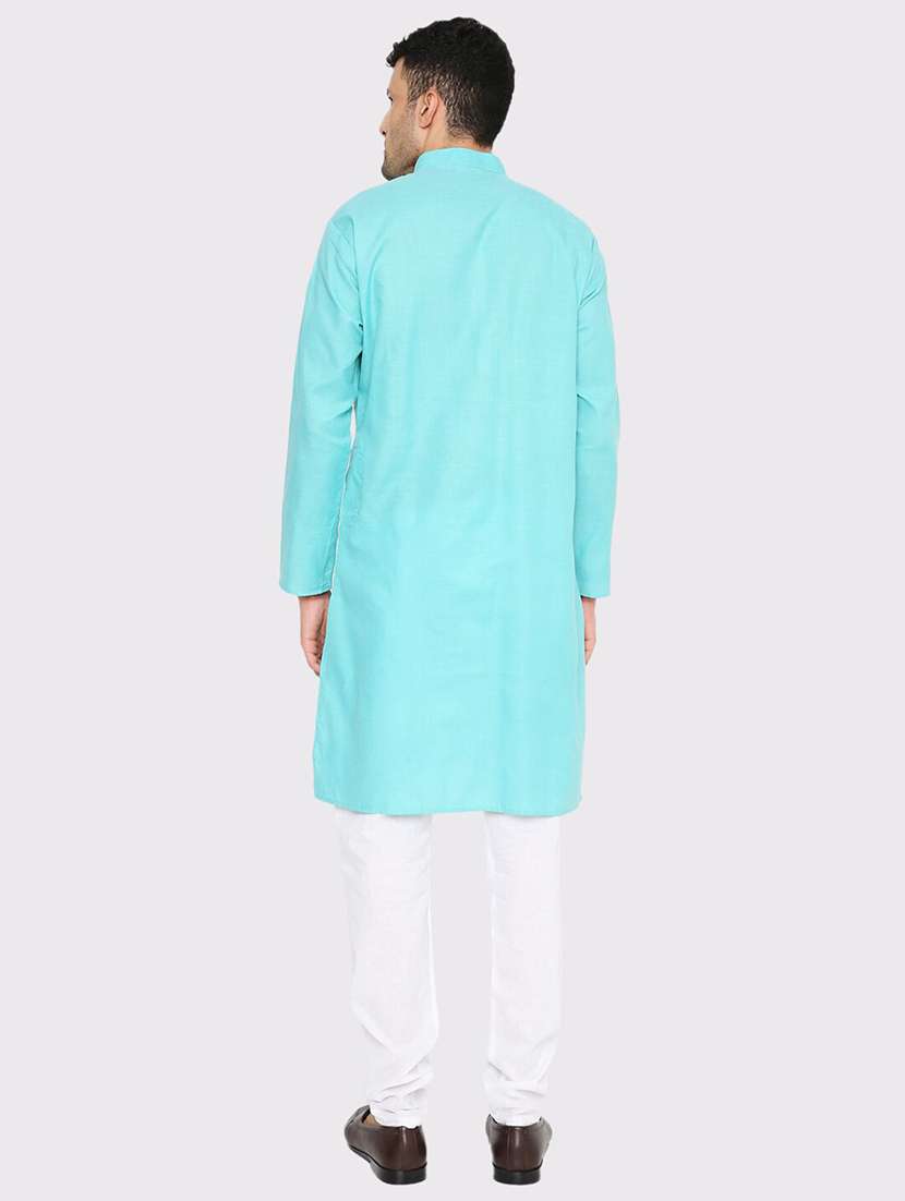 men solid mandarin neck long kurta - 21598170 -  Standard Image - 3