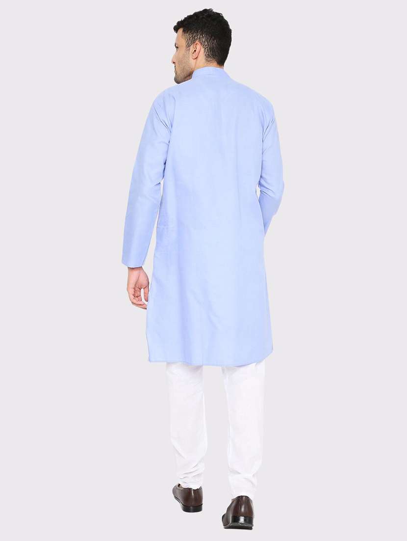 men solid mandarin neck long kurta - 21598171 -  Standard Image - 3