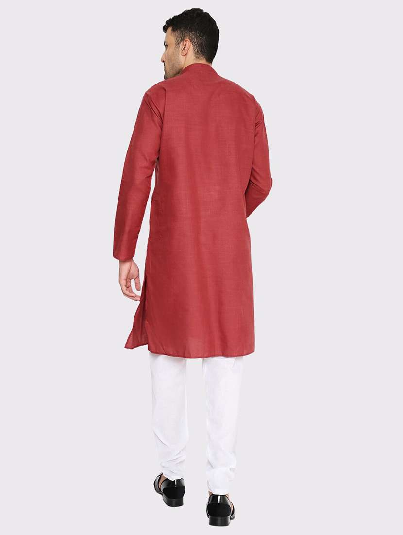 men solid mandarin neck long kurta - 21598177 -  Standard Image - 3