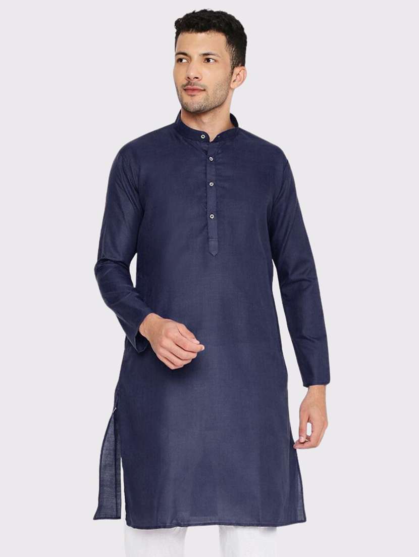 men solid mandarin neck long kurta