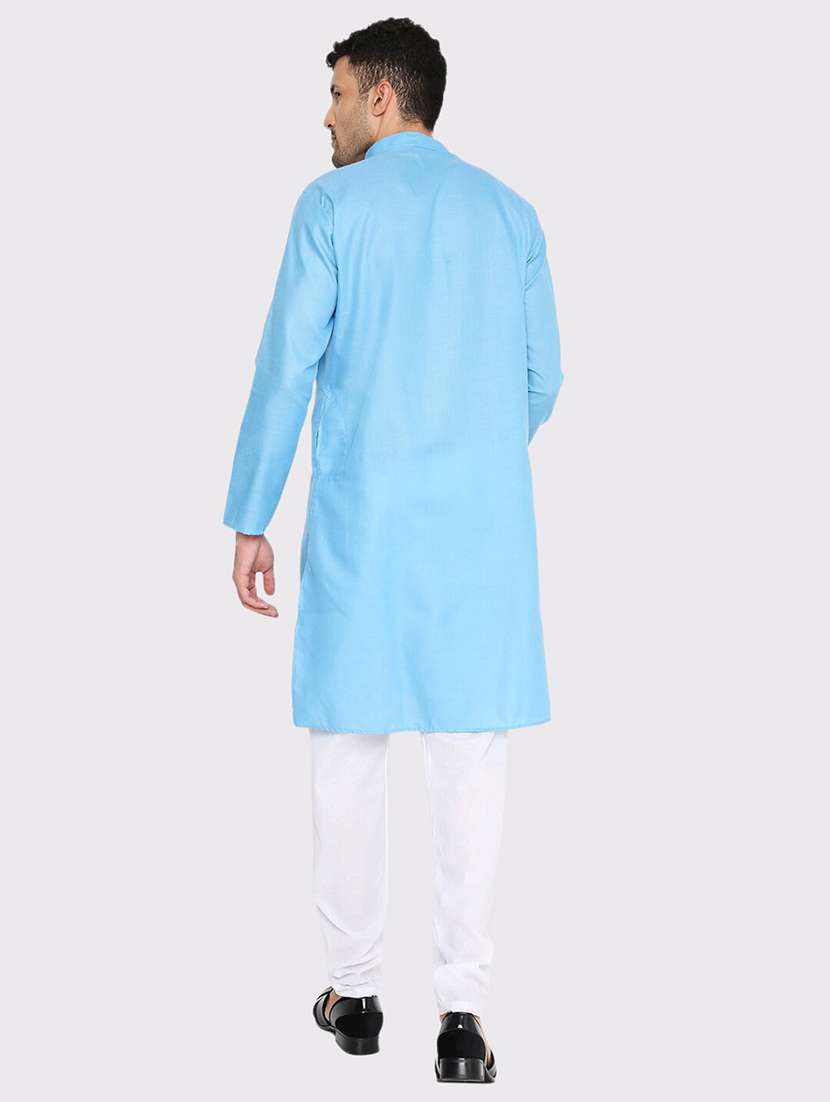 men solid mandarin neck long kurta - 21598185 -  Standard Image - 3