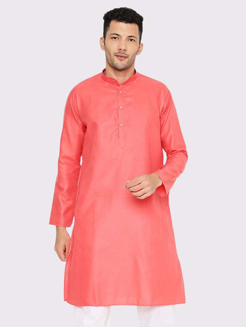 men solid mandarin neck long kurta