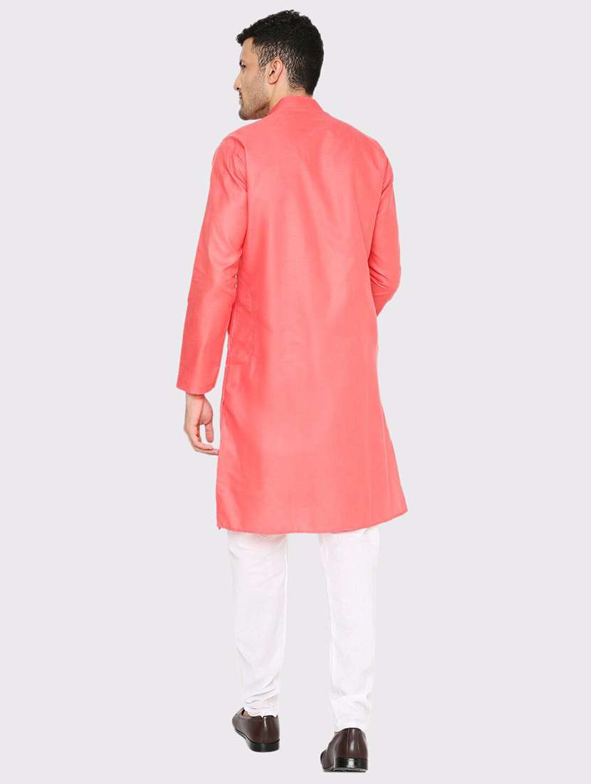 men solid mandarin neck long kurta - 21598186 -  Standard Image - 3