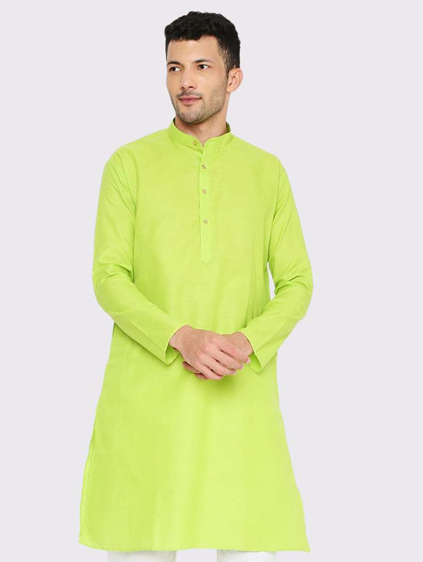 men solid mandarin neck long kurta
