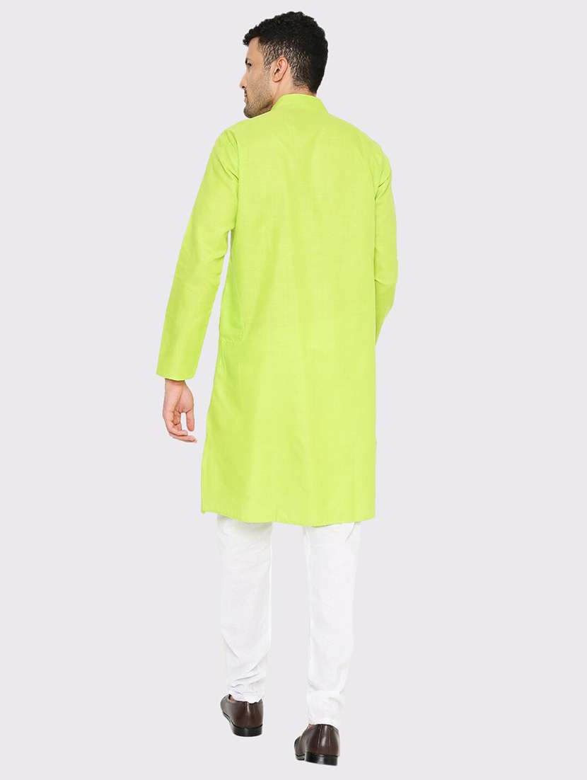 men solid mandarin neck long kurta - 21598187 - Standard Image - 3