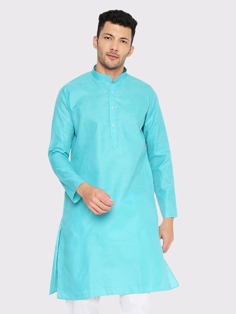 men solid mandarin neck long kurta - 21598190 - Zoom Image - 0