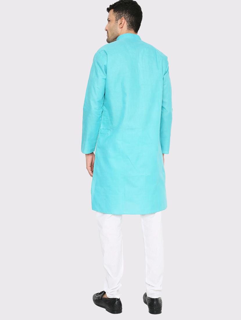 men solid mandarin neck long kurta - 21598190 - Standard Image - 3