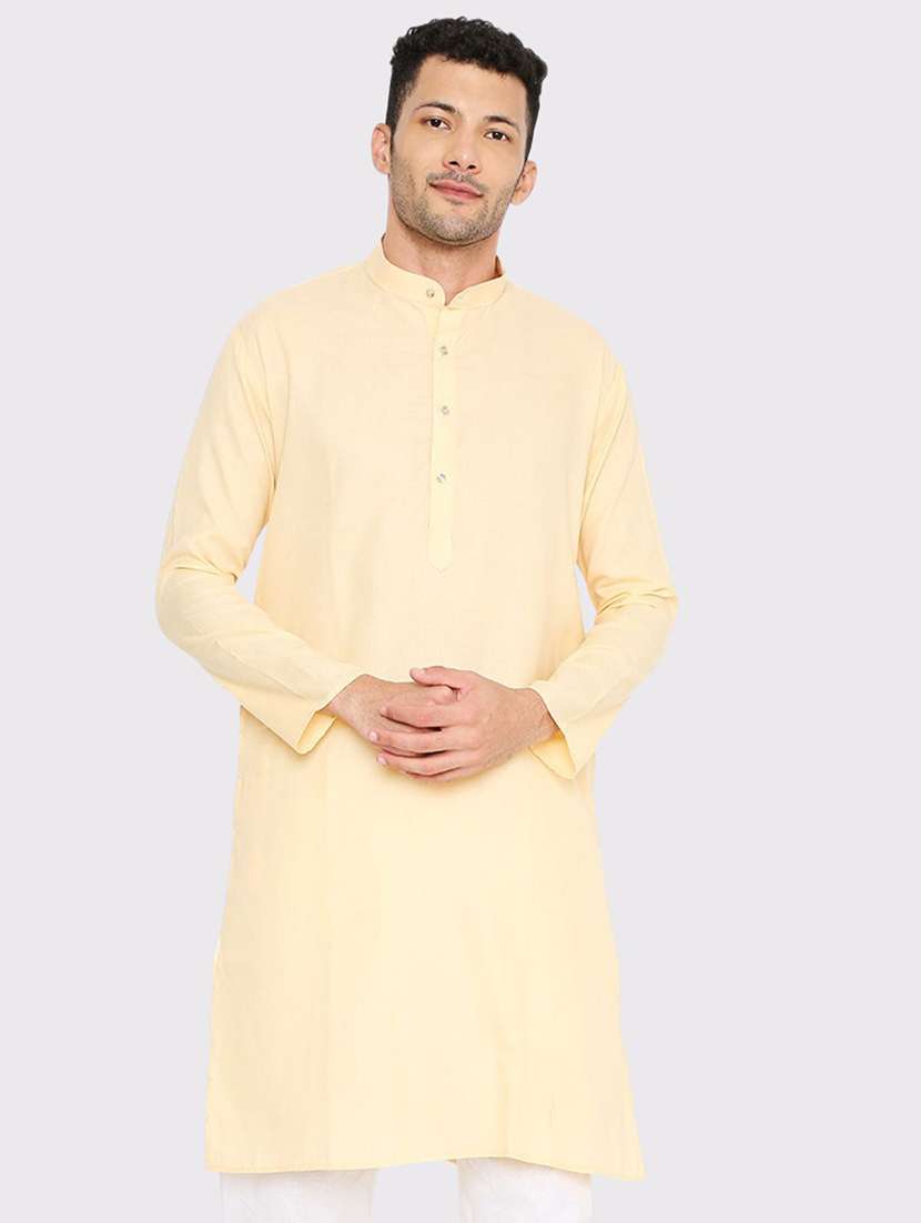 men solid mandarin neck long kurta - 21598191 - Zoom Image - 0
