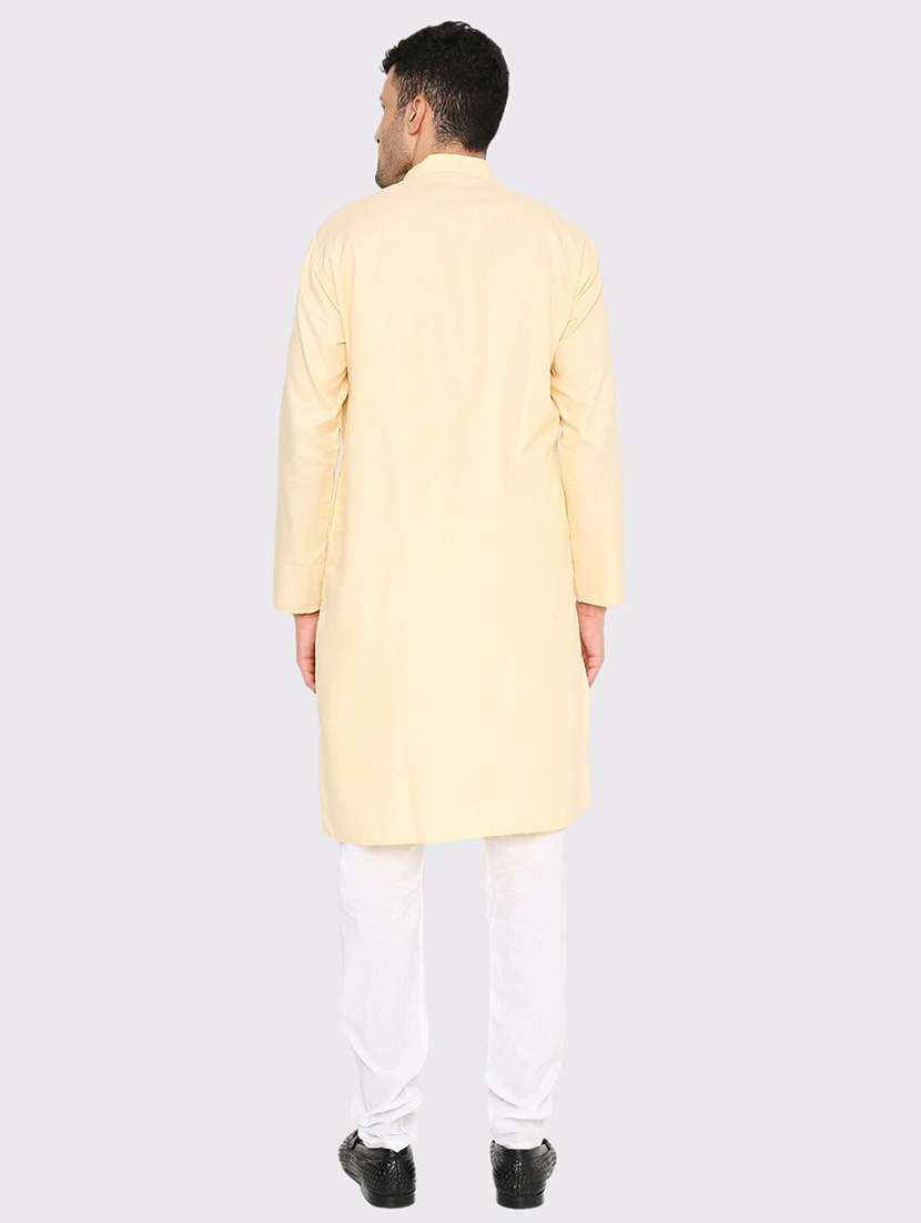 men solid mandarin neck long kurta - 21598191 - Standard Image - 3