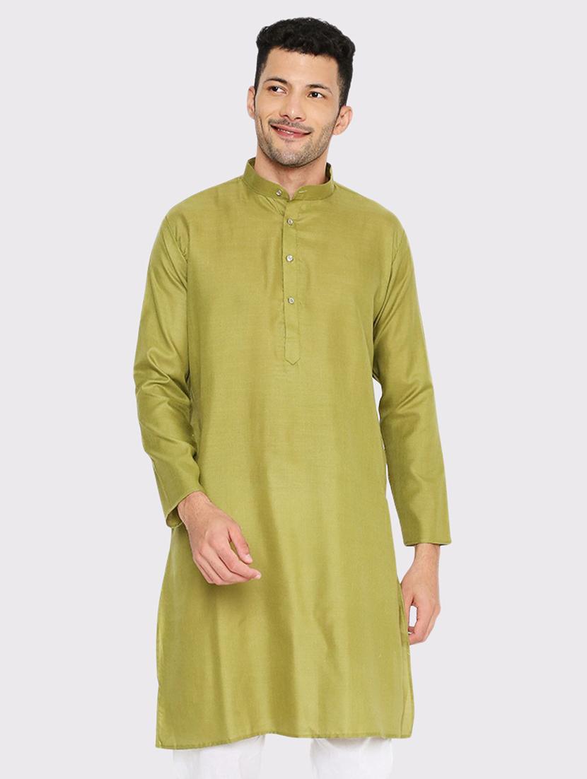 men solid mandarin neck long kurta - 21598192 - Zoom Image - 0