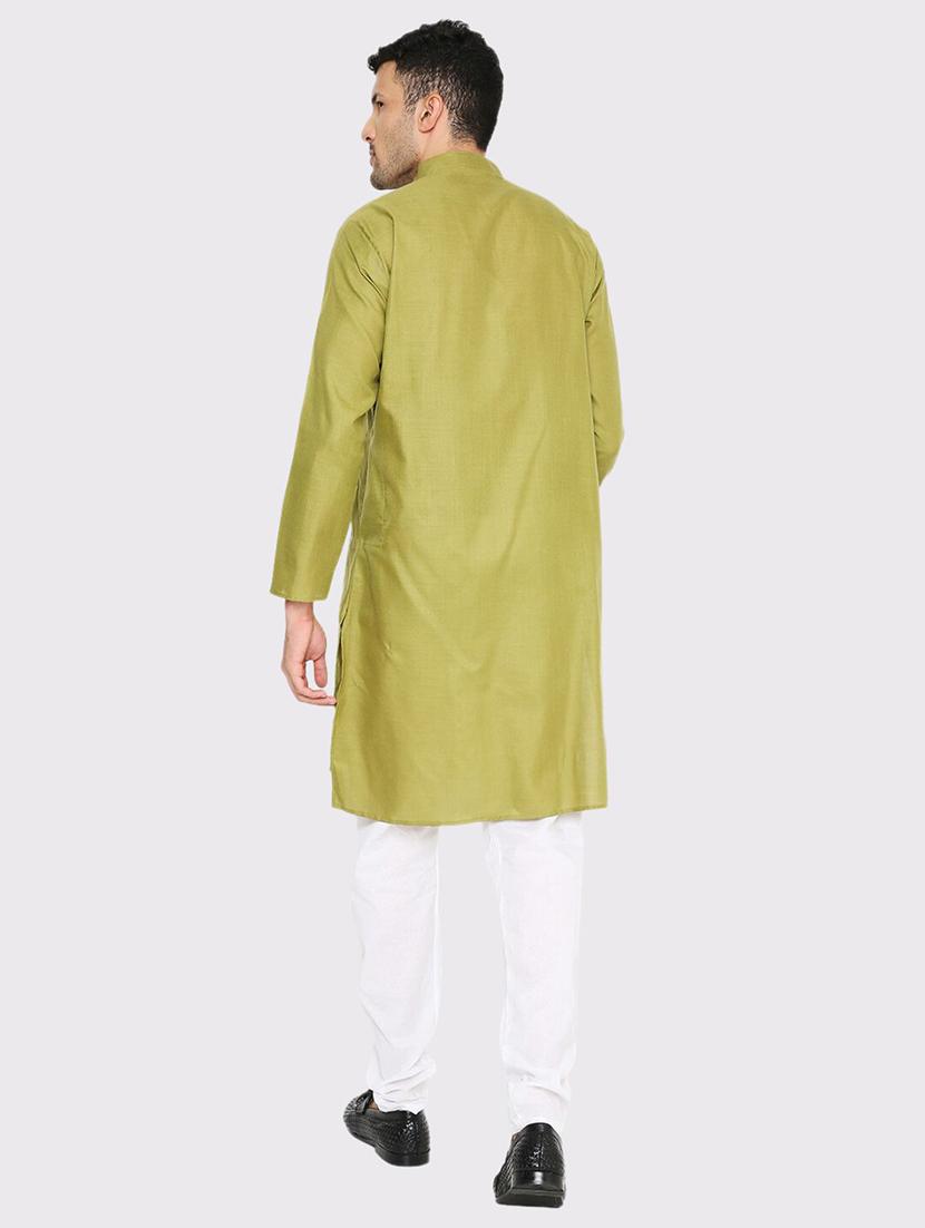 men solid mandarin neck long kurta - 21598192 - Standard Image - 3