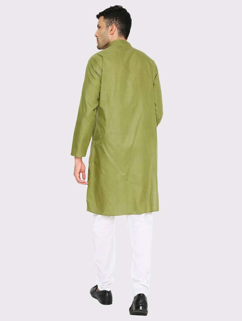 men solid mandarin neck long kurta - 21598195 -  Standard Image - 3
