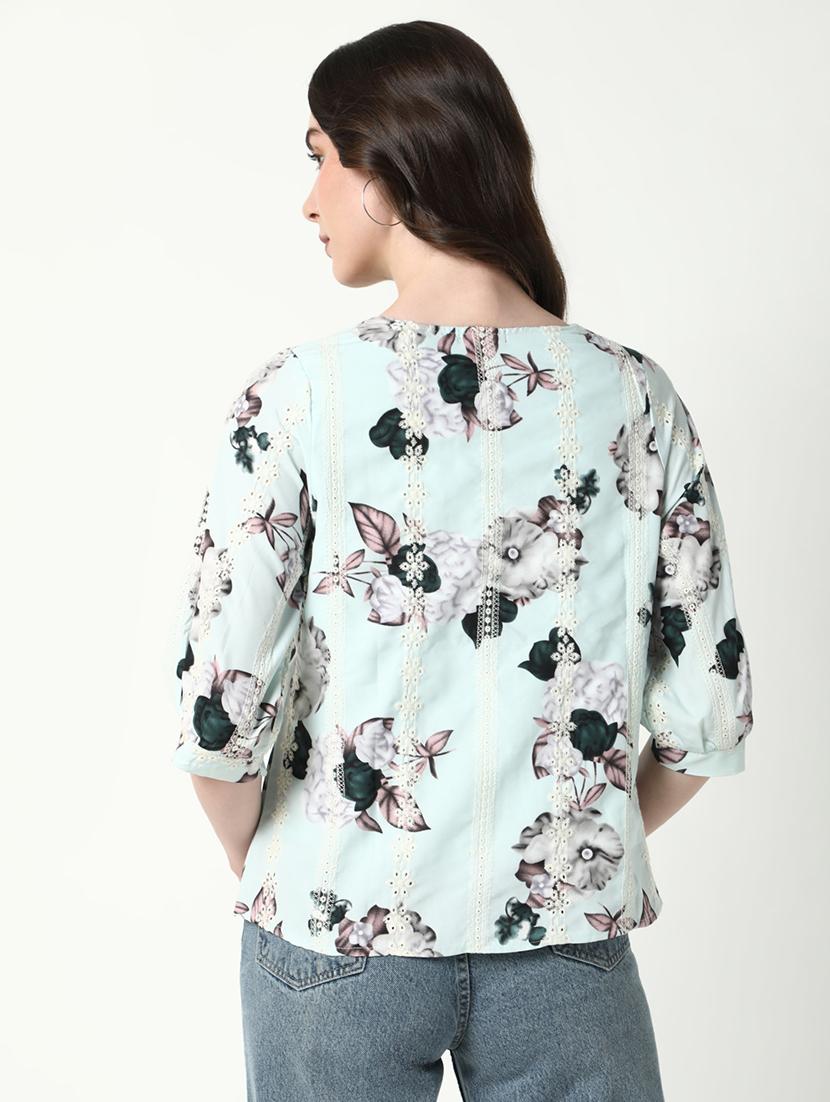 women floral print round neck a-line top - 21598199 - Standard Image - 3