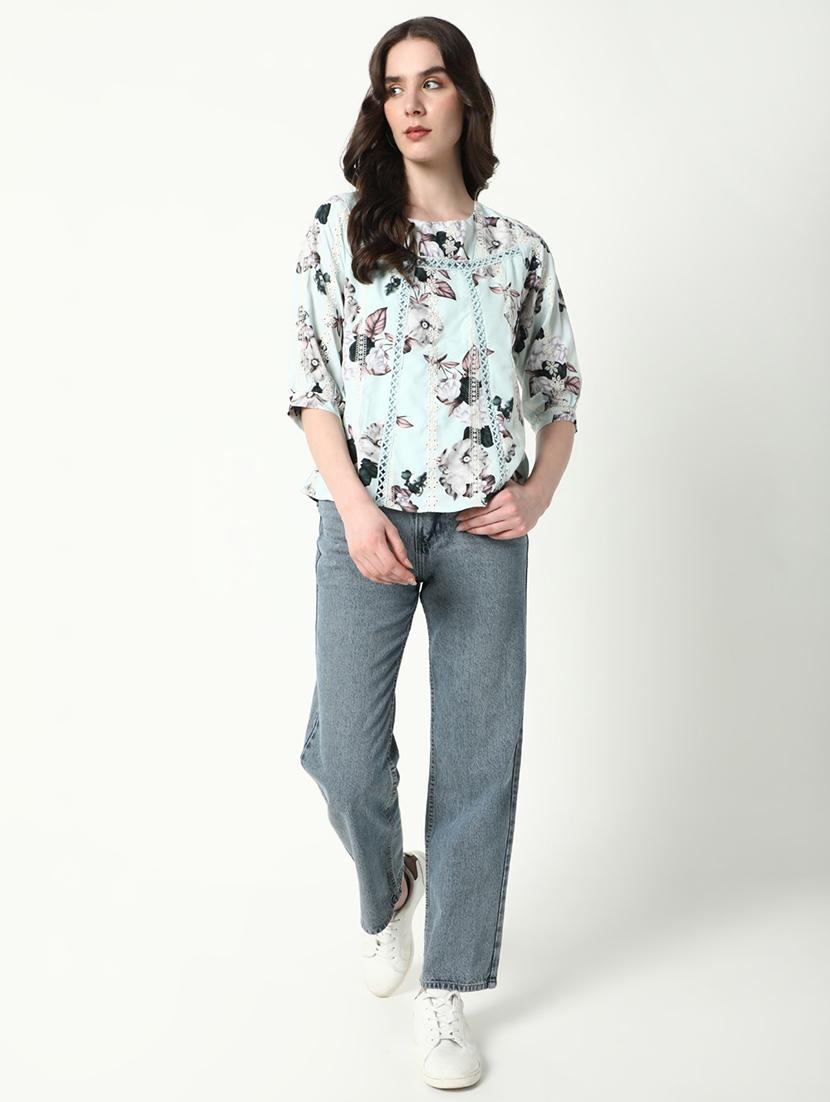 women floral print round neck a-line top - 21598199 - Standard Image - 5