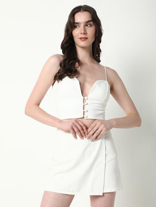 women solid shoulder strap crop top - 21598203 -  Standard Image - 0
